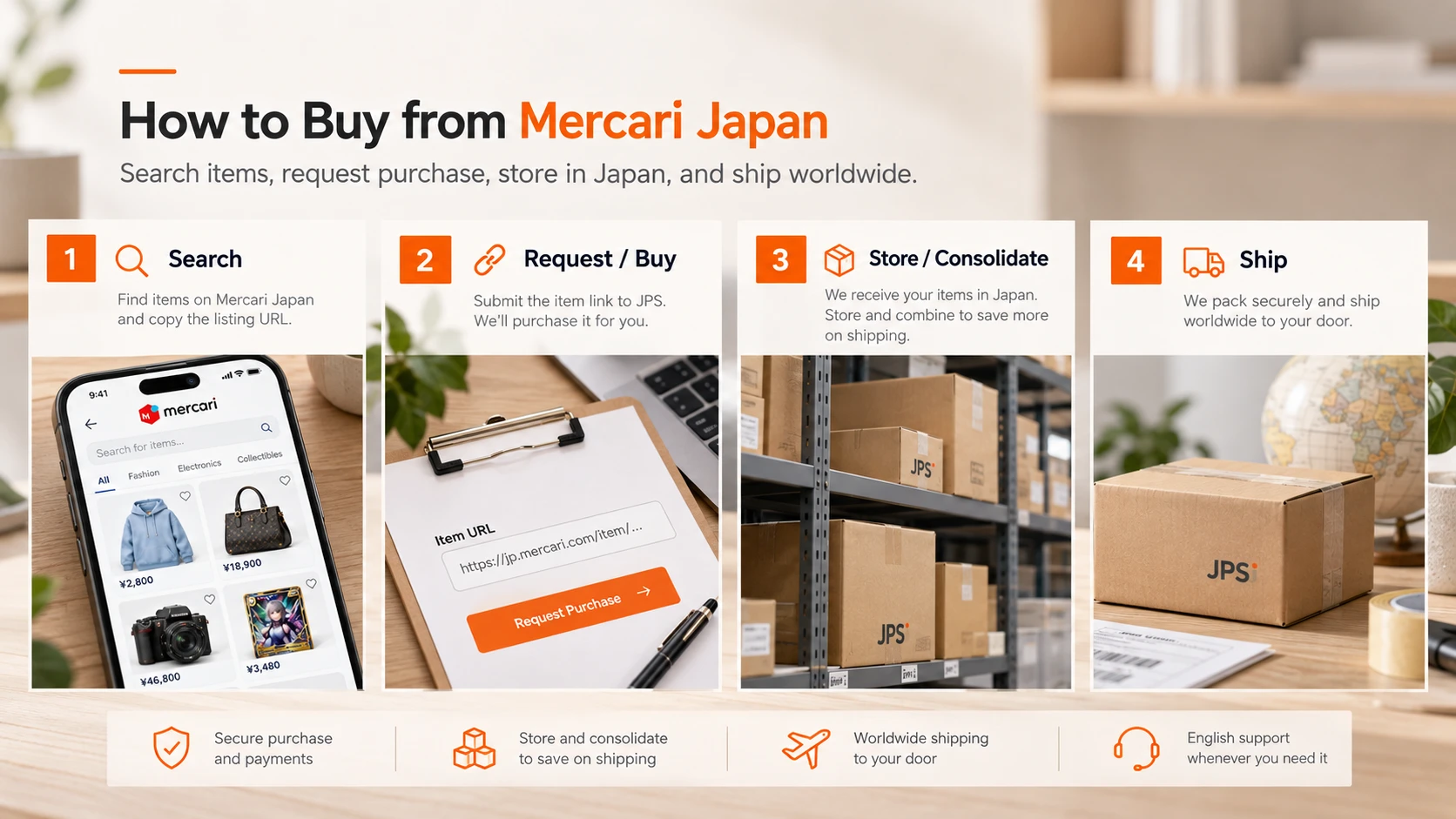 Japan Proxy Shopping visual guide for How to Buy from Mercari Japan