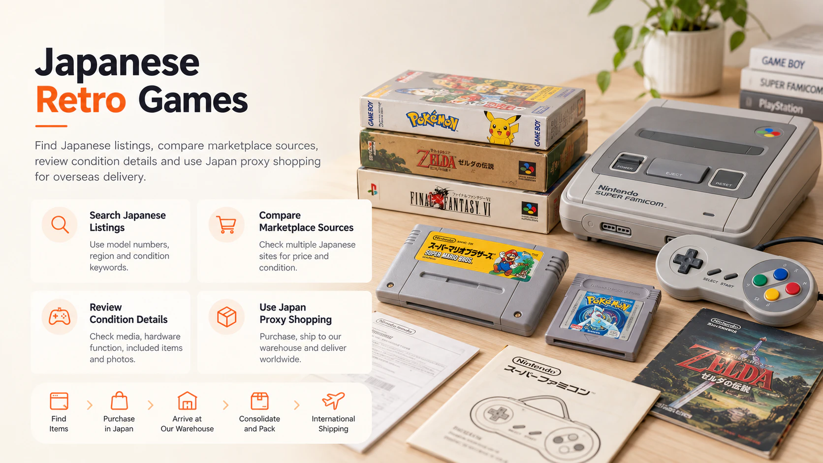 Japan Proxy Shopping visual guide for Japanese Retro Games