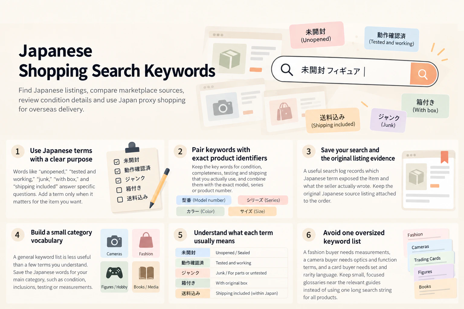 Japan Proxy Shopping visual guide for Japanese Shopping Search Keywords